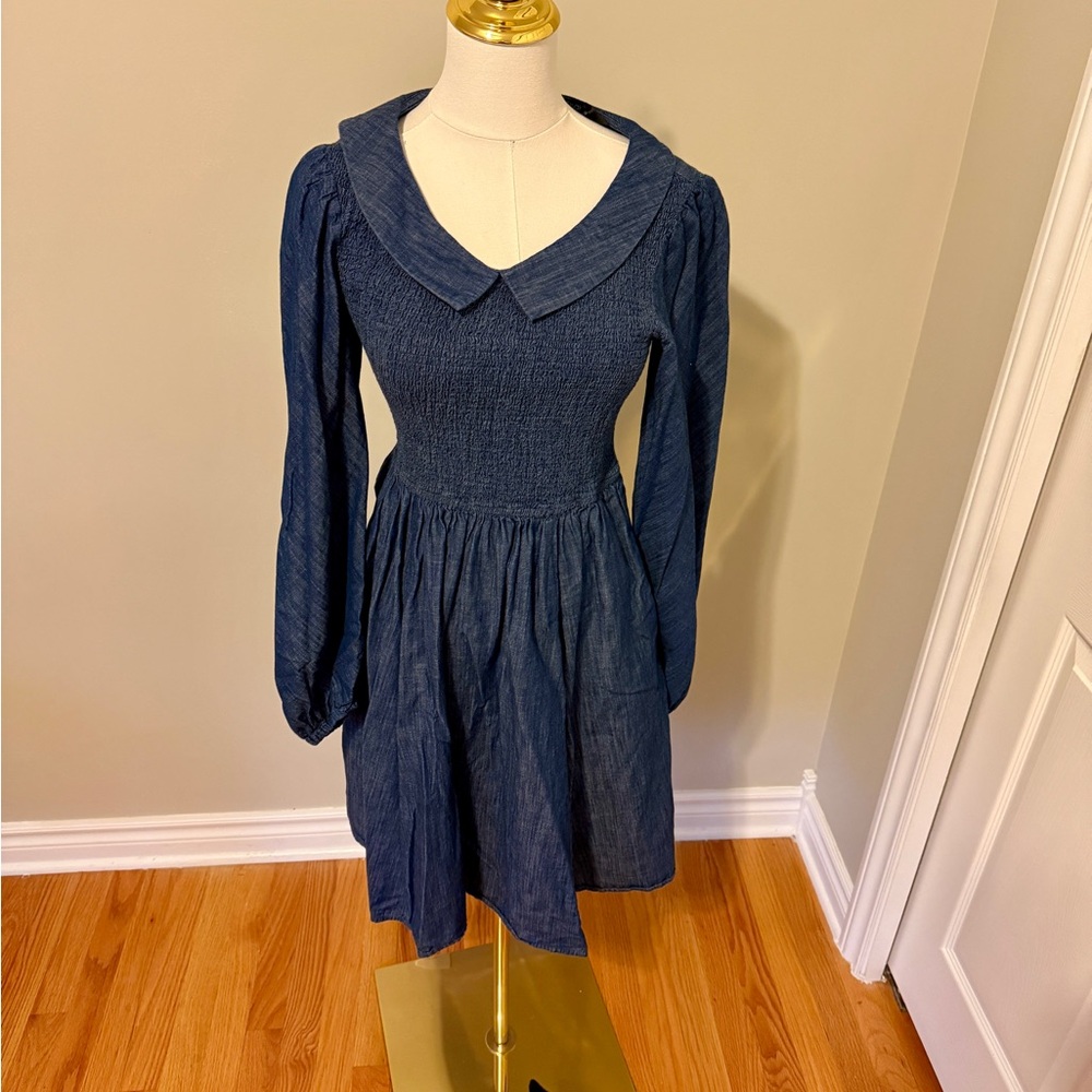 eShakti Denim Long Sleeve Dress